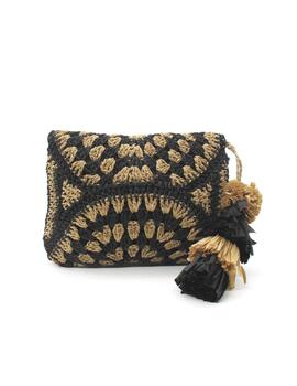 Bolso Mustang DARI de rafia de color negro/cuero para mujer