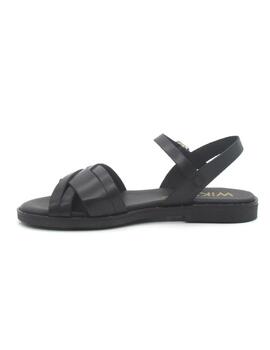 Sandalia Wikers R-144725 negro plana