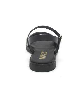 Sandalia Wikers R-144725 negro plana