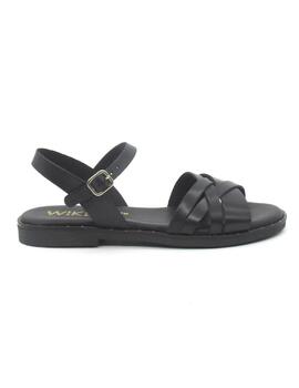 Sandalia Wikers R-144725 negro plana