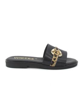 Sandalia Wikers R-144768 negro plana