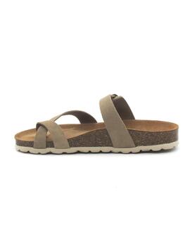 Sandalia Bio Autenti 35732 color topo con serraje para mujer