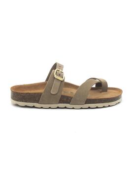 Sandalia Bio Autenti 35732 color topo con serraje para mujer
