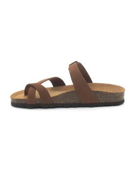 Sandalia Bio Autenti 3572 color marrón con serraje para muje