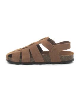 Sandalia Bio Autenti 15465 de color marrón serraje para muje