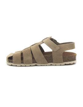 Sandalia Bio Autenti 15465 color topo con serraje para mujer