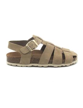 Sandalia Bio Autenti 15465 color topo con serraje para mujer