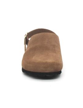 Zueco Bio Autenti 15466 de color marrón serraje para mujer
