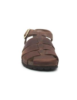 Sandalia Autenti 15465 de color chocolate en piel para mujer