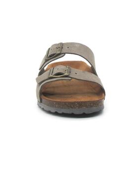 Sandalia Bio Autenti 3195 de color piedra serraje para mujer