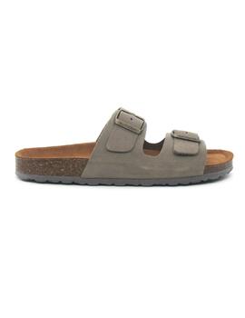 Sandalia Bio Autenti 3195 de color piedra serraje para mujer