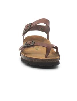 Sandalia Bio Autenti 6341 de color cuero para mujer