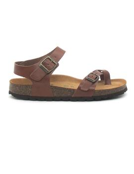 Sandalia Bio Autenti 6341 de color cuero para mujer