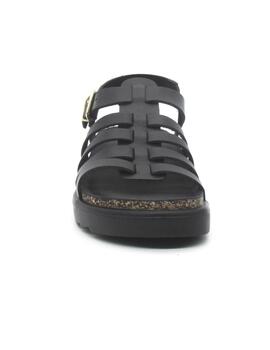 Sandalia Yokono TUNEZ-107de color negro plana para mujer