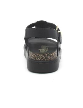 Sandalia Yokono TUNEZ-107de color negro plana para mujer