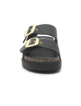 Sandalia Yokono TUNEZ-130 de color negro plataforma para muj