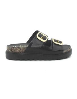Sandalia Yokono TUNEZ-130 de color negro plataforma para muj