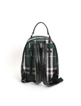 Mochila Martina K. 6747 verde cuadros para mujer