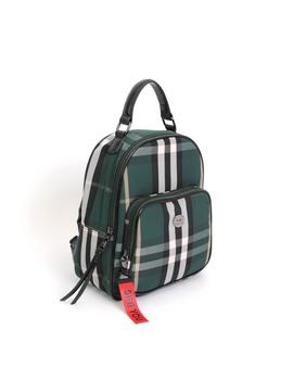 Mochila Martina K. 6747 verde cuadros para mujer