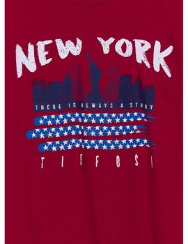 Camiseta TIFFOSI Niño Rojo Texto New York  ASHER