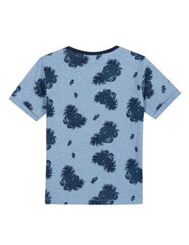 Camiseta 3POMMES Niño Azul Estampado Hojas 3N10105