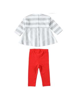 Conjunto IDO Niña Gris y Rojo FLORES 4W154