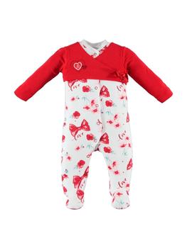 Pijama Entero IDO Niña Rojo y Blanco Lazos 4W149