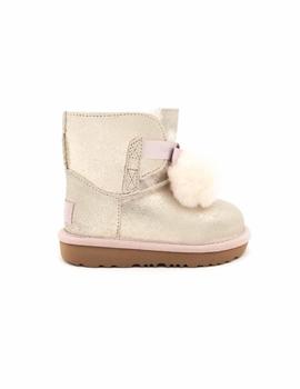 Botín UGG Niña Con Pelo Ante Oro Pompón 1019701T